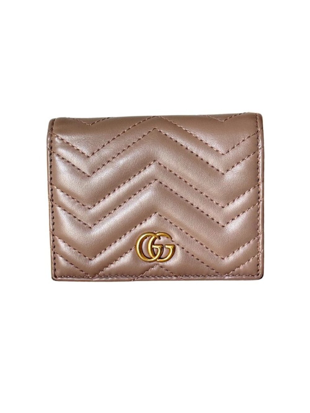 Gucci GG Marmont Dusty Pink Matelassé Leather Compact Wallet